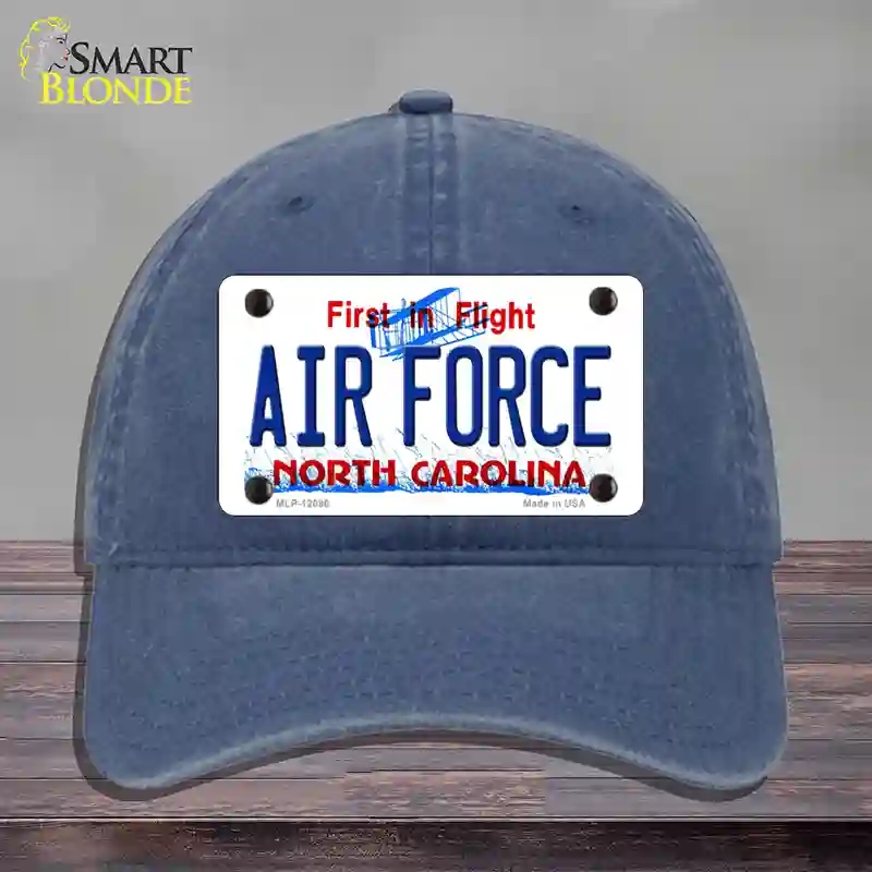 HAT11-MLP-12096 Air Force North Carolina State Novelty License Plate Hat, Unconstructed Cotton - Navy