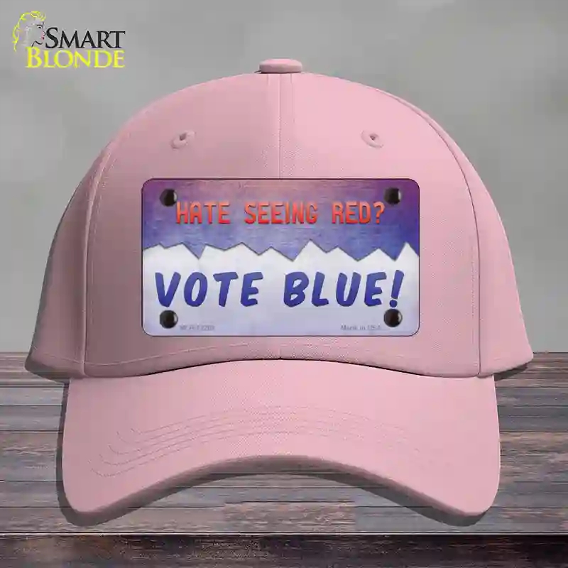 HAT05-MLP-12268 Hate Seeing Red Vote Blue Novelty License Plate Hat, Cotton - Pink