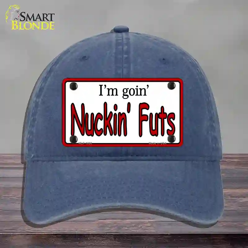 HAT11-MLP-1050 Im Going Nucking Futs Novelty License Plate Hat, Unconstructed Cotton - Navy