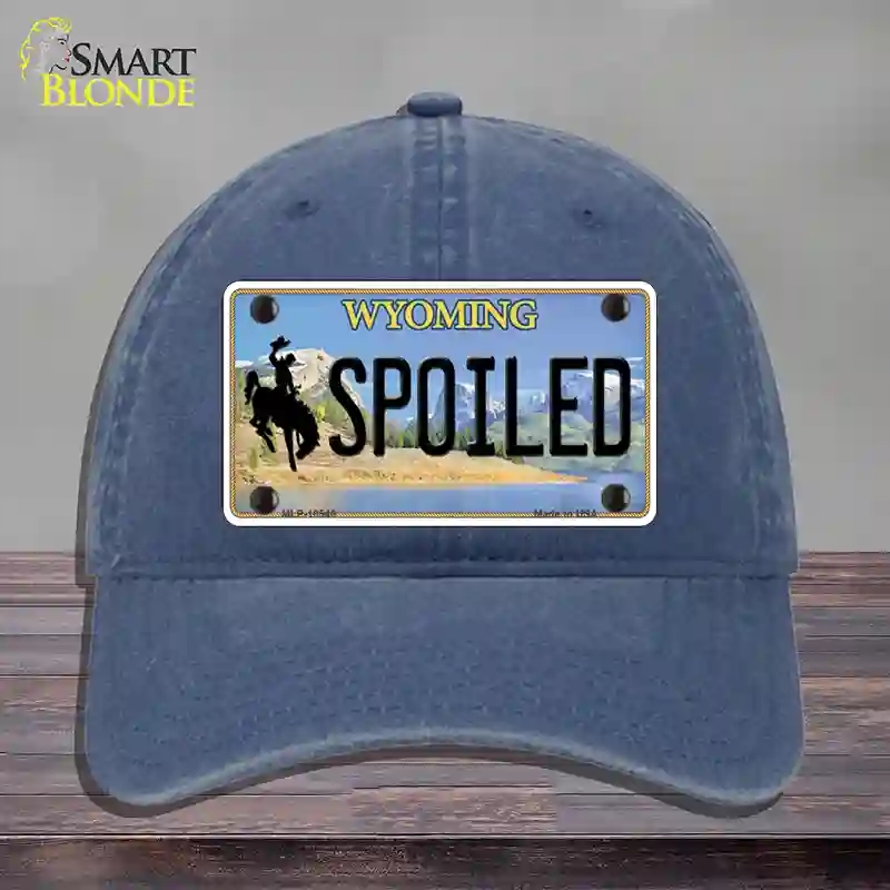 HAT11-MLP-10546 Spoiled Wyoming Novelty License Plate Hat, Unconstructed Cotton - Navy