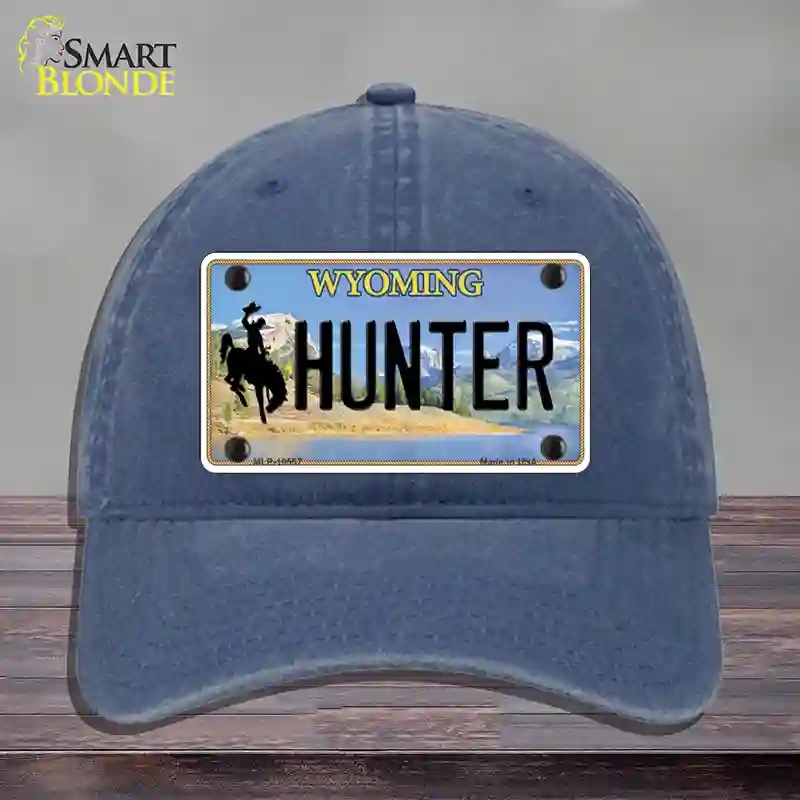 HAT11-MLP-10557 Hunter Wyoming Novelty License Plate Hat, Unconstructed Cotton - Navy
