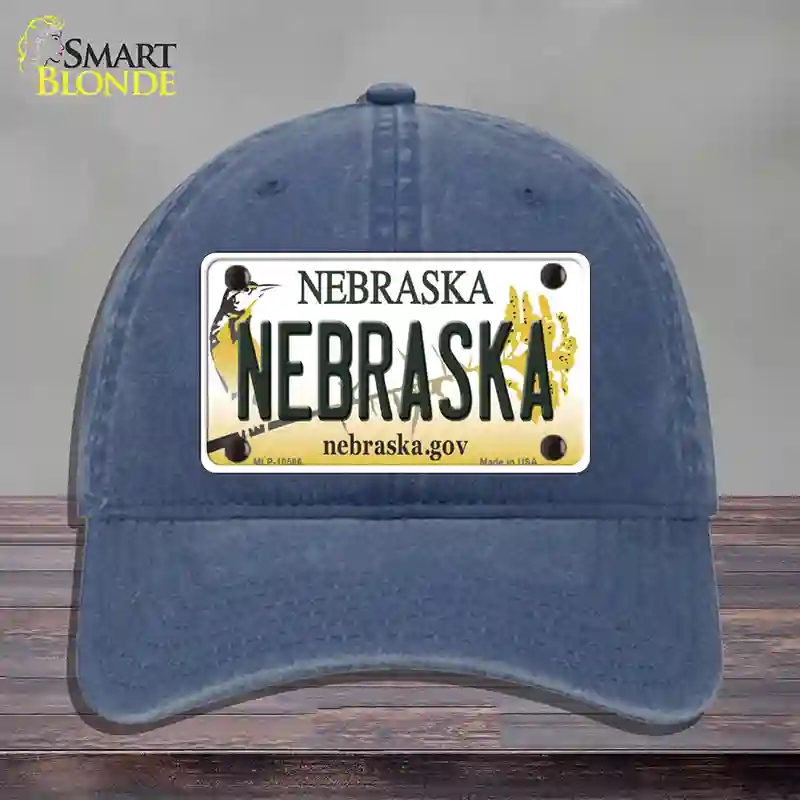 HAT11-MLP-10566 Nebraska Gov Novelty License Plate Hat, Unconstructed Cotton - Navy