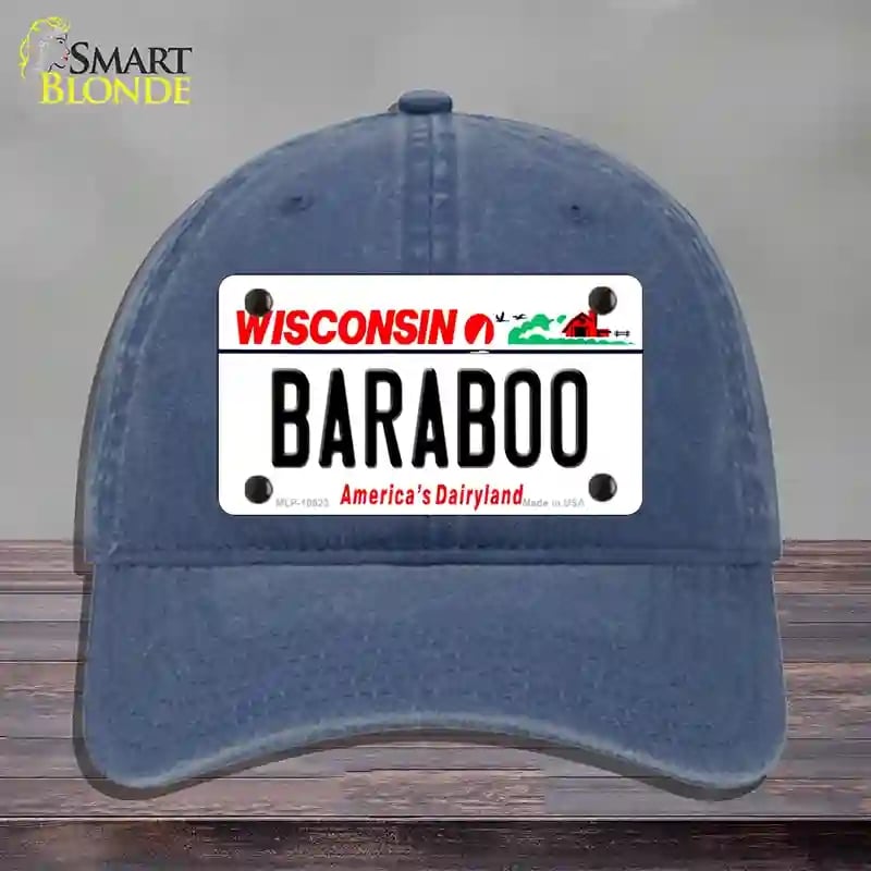 HAT11-MLP-10623 Baraboo Wisconsin Novelty License Plate Hat, Unconstructed Cotton - Navy