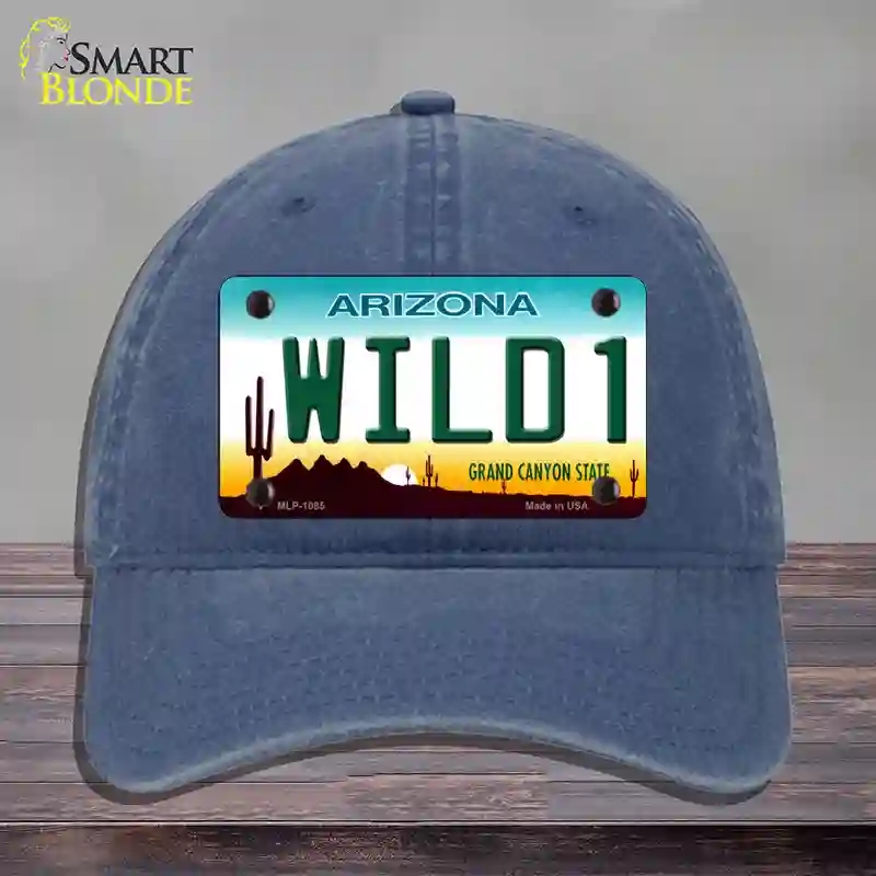 HAT11-MLP-1085 Wild 1 Arizona Novelty License Plate Hat, Unconstructed Cotton - Navy