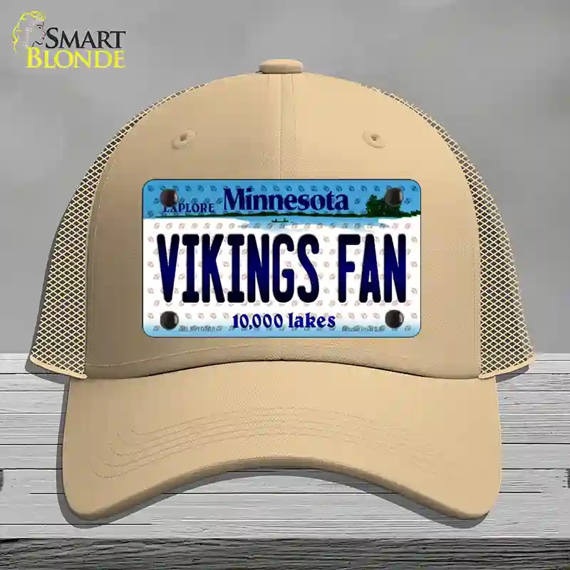 HAT15-MLP-10768 Vikings Fan Minnesota Novelty License Plate Hat, Mesh - Khaki