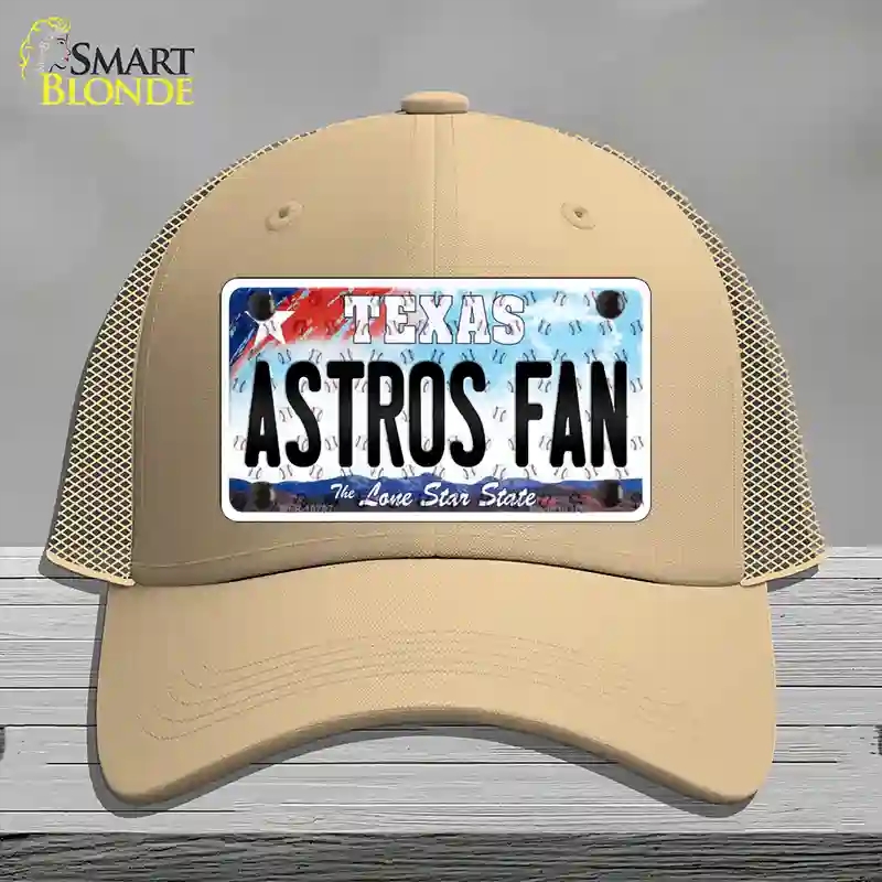 HAT15-MLP-10797 Astros Fan Texas Novelty License Plate Hat, Mesh - Khaki