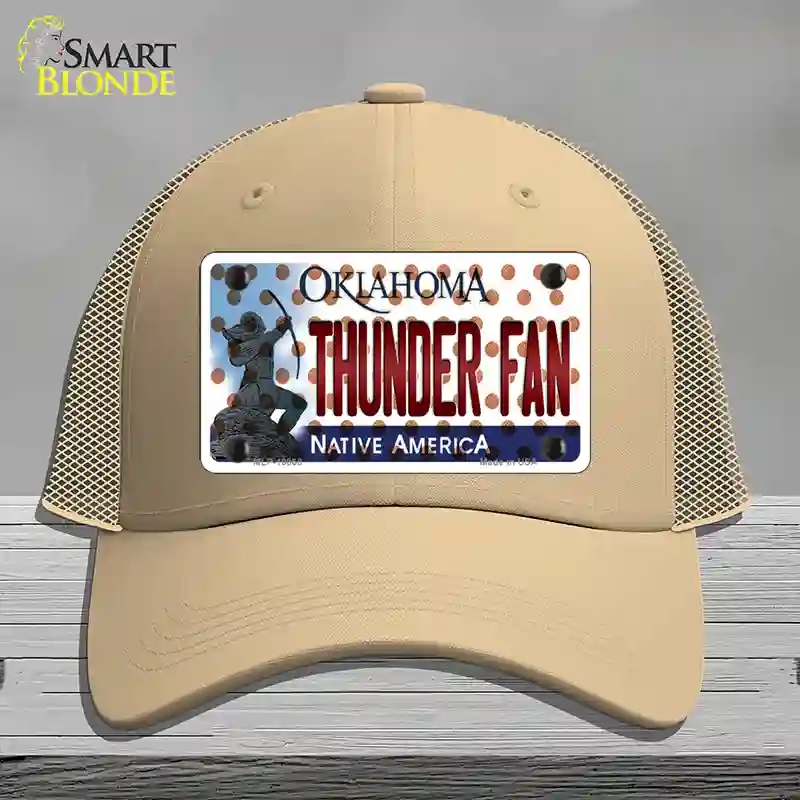 HAT15-MLP-10868 Thunder Fan Oklahoma Novelty License Plate Hat, Mesh - Khaki