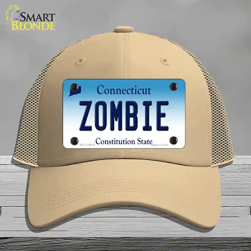 HAT15-MLP-10912 Zombie Connecticut Novelty License Plate Hat, Mesh - Khaki