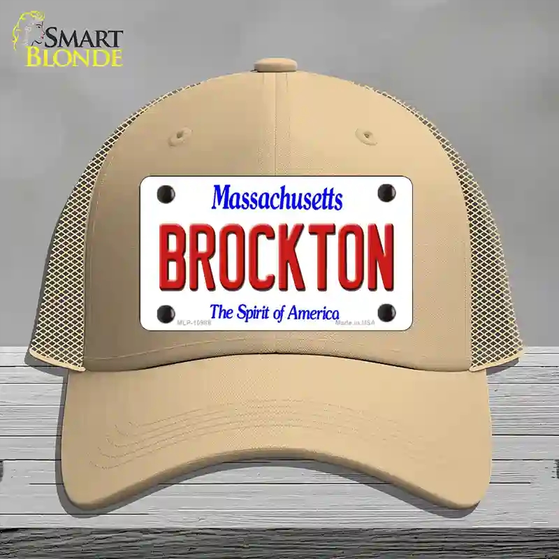 HAT15-MLP-10988 Brockton Massachusetts Novelty License Plate Hat, Mesh - Khaki
