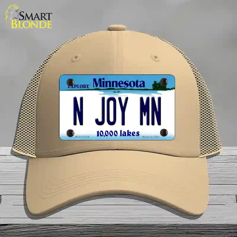 HAT15-MLP-11035 N Joy MN Minnesota Novelty License Plate Hat, Mesh - Khaki