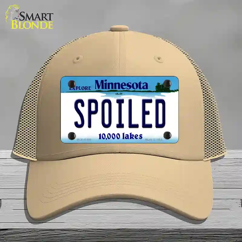 HAT15-MLP-11063 Spoiled Minnesota State Novelty License Plate Hat, Mesh - Khaki
