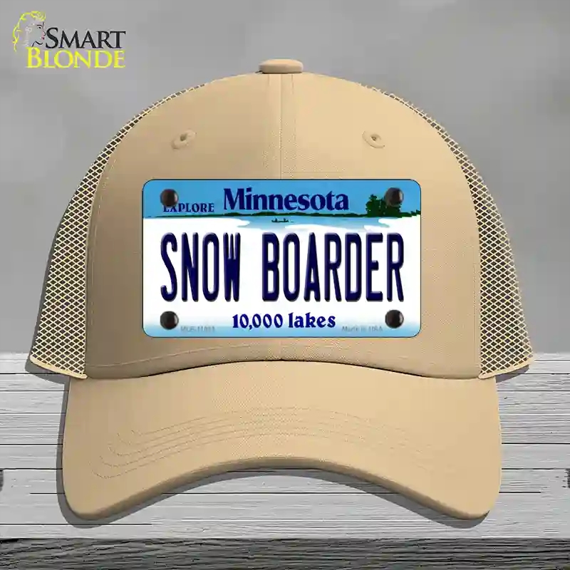 HAT15-MLP-11083 Snow Boarder Minnesota State Novelty License Plate Hat, Mesh - Khaki