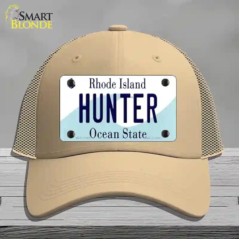 HAT15-MLP-11218 Hunter Rhode Island State Novelty License Plate Hat, Mesh - Khaki