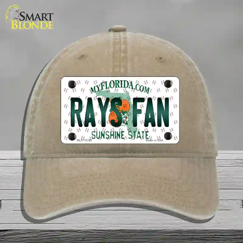 HAT09-MLP-10798 Rays Fan Florida Novelty License Plate Hat, Unconstructed Cotton - Khaki