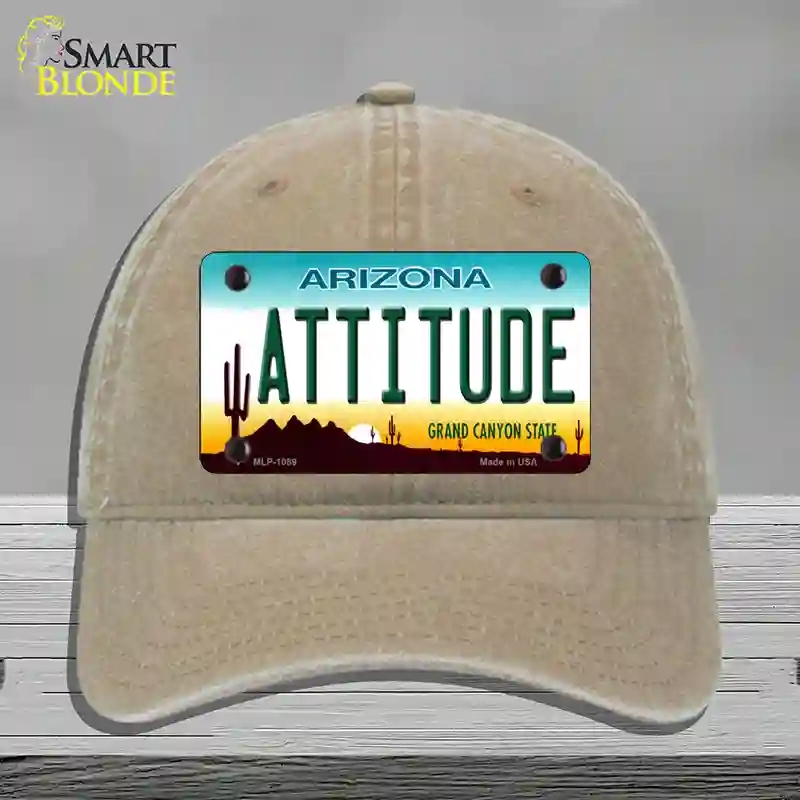 HAT09-MLP-1089 Arizona Attitude Novelty License Plate Hat, Unconstructed Cotton - Khaki