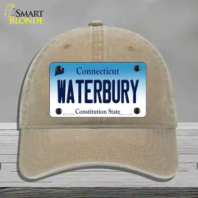 HAT09-MLP-10898 Waterbury Connecticut Novelty License Plate Hat, Unconstructed Cotton - Khaki