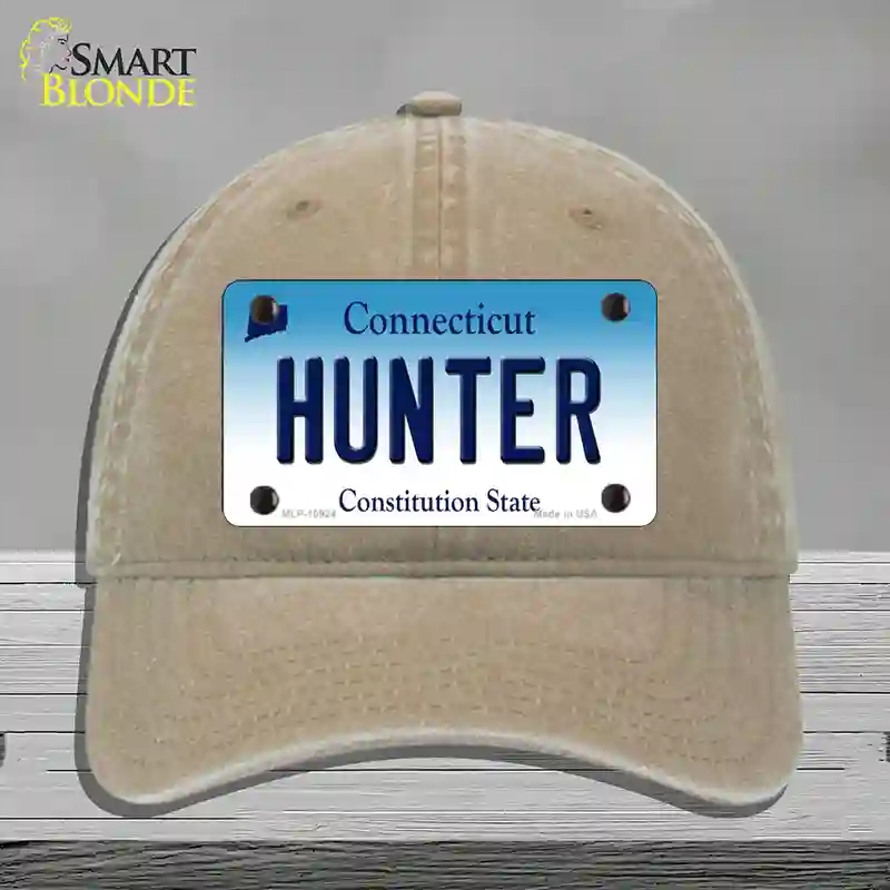 HAT09-MLP-10924 Hunter Connecticut Novelty License Plate Hat, Unconstructed Cotton - Khaki