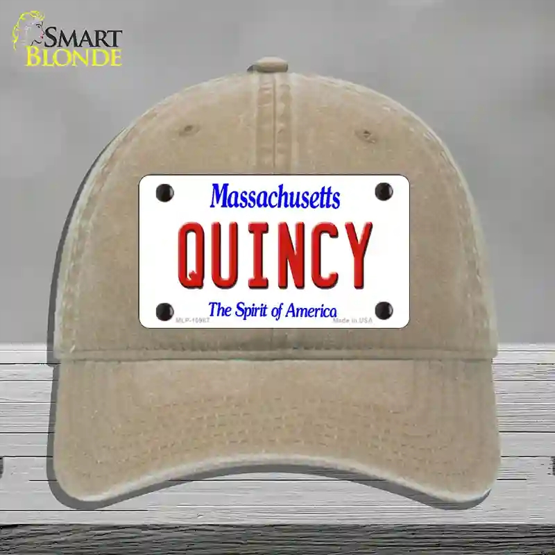 HAT09-MLP-10987 Quincy Massachusetts Novelty License Plate Hat, Unconstructed Cotton - Khaki