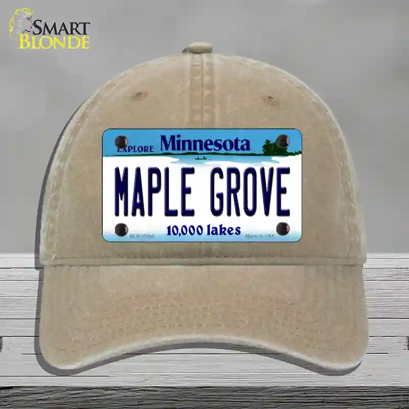 HAT09-MLP-11042 Maple Grove Minnesota State Novelty License Plate Hat, Unconstructed Cotton - Khaki