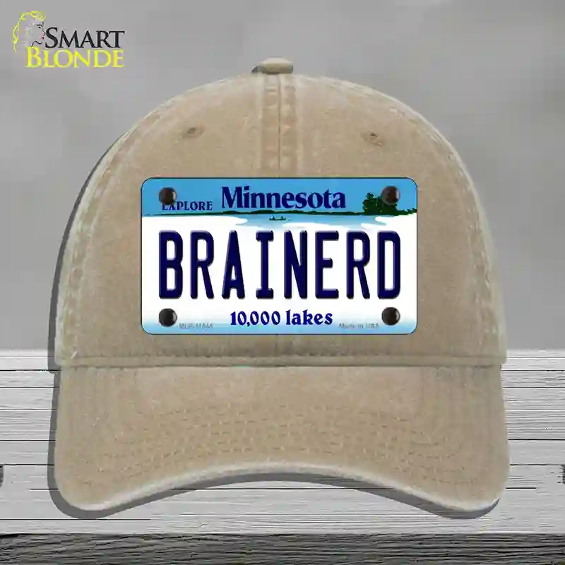 HAT09-MLP-11045 Brainerd Minnesota State Novelty License Plate Hat, Unconstructed Cotton - Khaki