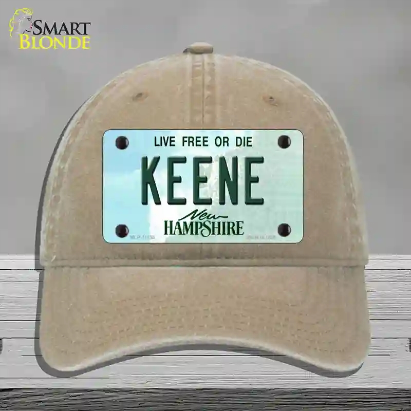 HAT09-MLP-11138 Keene   Hampshire State Novelty License Plate Hat, Unconstructed Cotton - Khaki