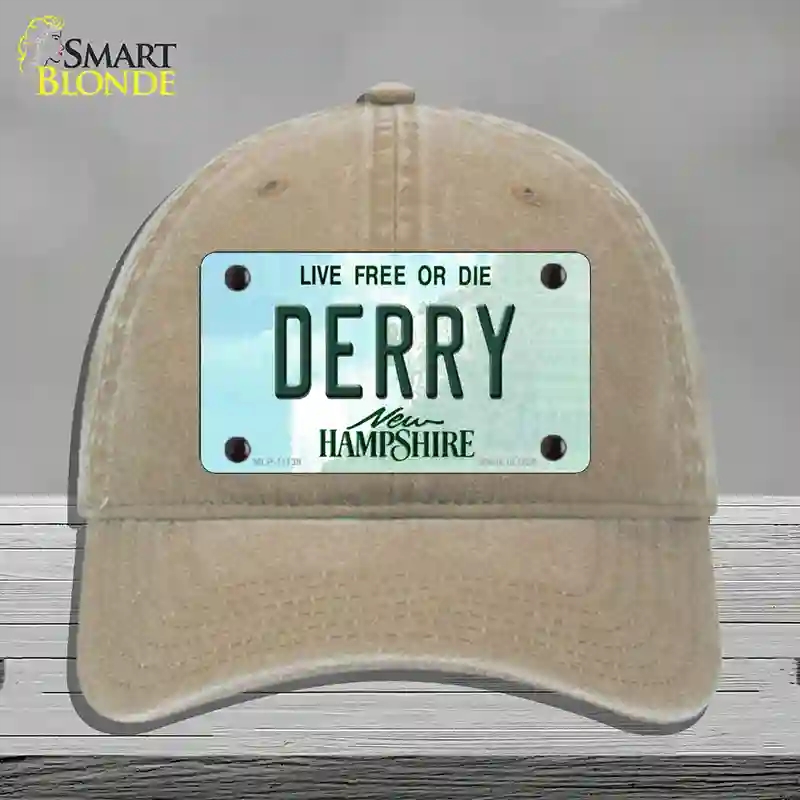 HAT09-MLP-11139 Derry   Hampshire State Novelty License Plate Hat, Unconstructed Cotton - Khaki