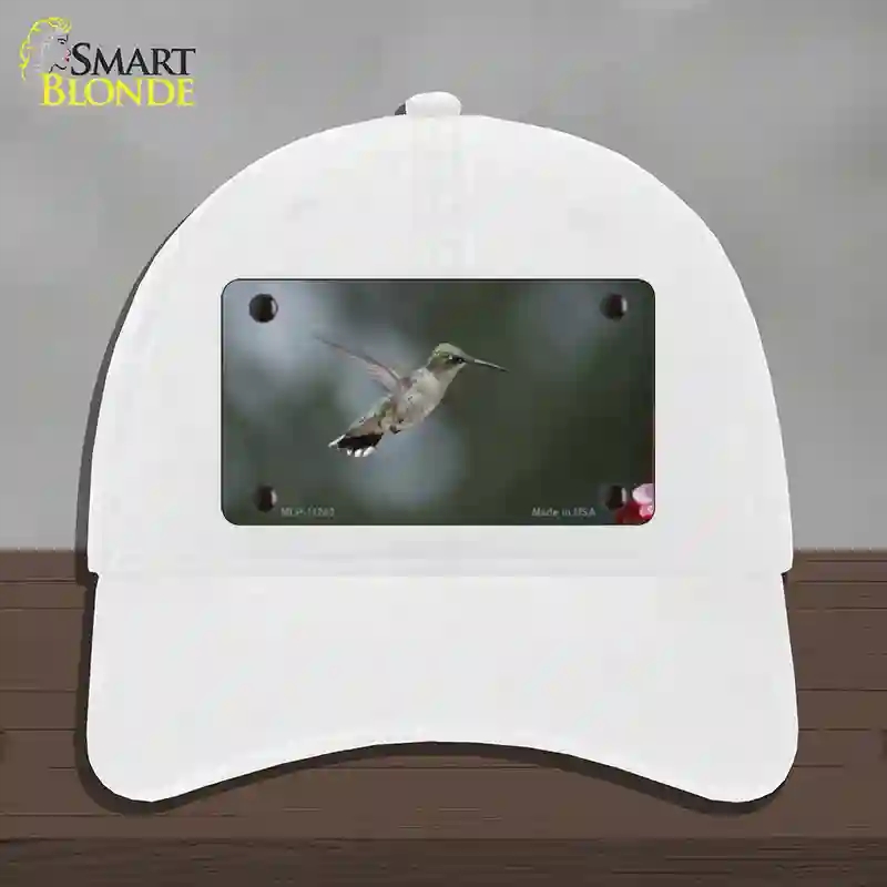 HAT14-MLP-11243 Hummingbird in Flight Novelty License Plate Hat, Unconstructed Cotton - White
