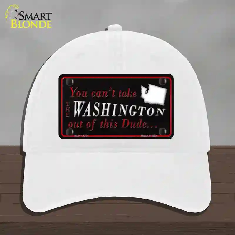 HAT14-MLP-11301 Washington Dude Novelty License Plate Hat, Unconstructed Cotton - White