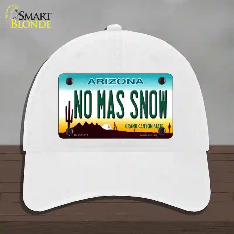 HAT14-MLP-11311 No Mas Snow Novelty License Plate Hat, Unconstructed Cotton - White