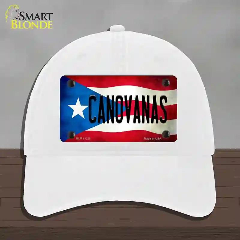 HAT14-MLP-11329 Canovanas Puerto Rico Flag Novelty License Plate Hat, Unconstructed Cotton - White