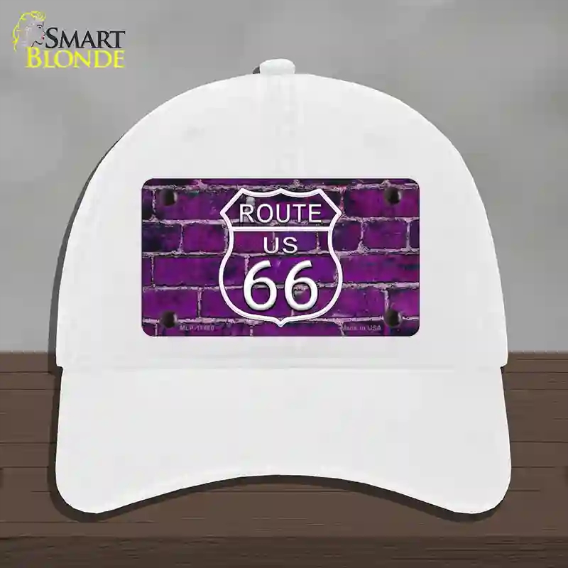 HAT14-MLP-11460 Route 66 Purple Brick Wall Novelty License Plate Hat, Unconstructed Cotton - White