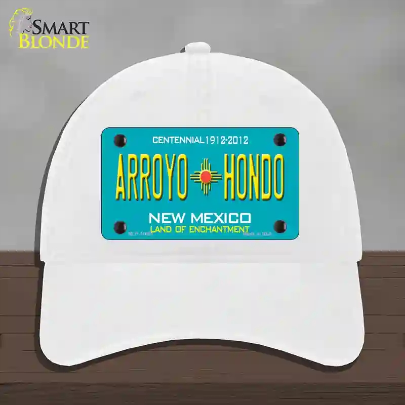 HAT14-MLP-11653 Arroyo Hondo Teal   Mexico Novelty License Plate Hat, Unconstructed Cotton - White