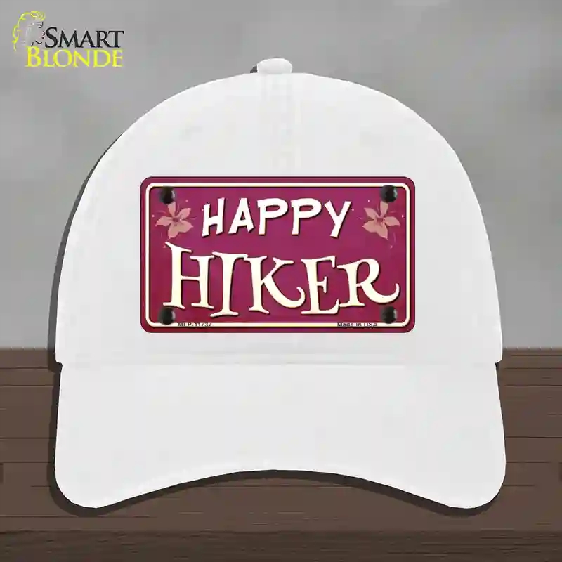 HAT14-MLP-11737 Happy Hiker Novelty License Plate Hat, Unconstructed Cotton - White