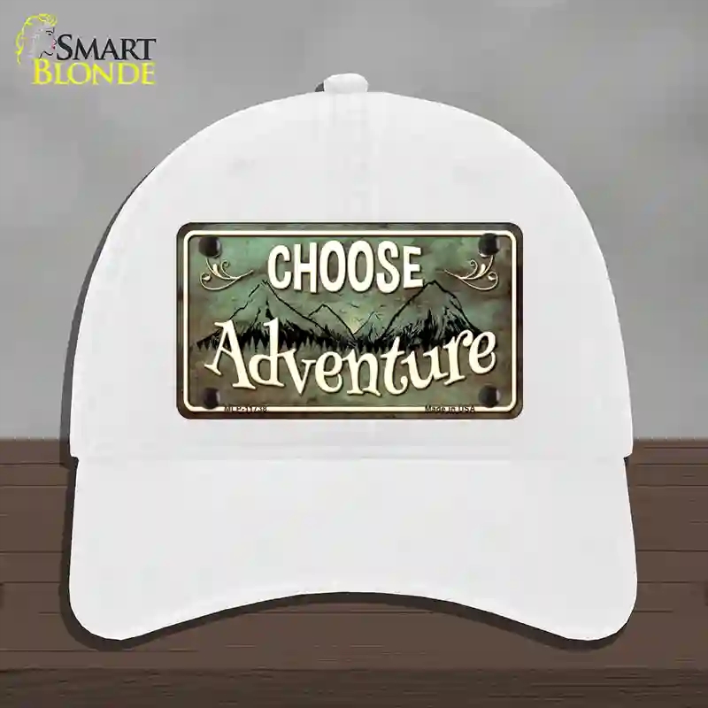 HAT14-MLP-11738 Choose Adventure Novelty License Plate Hat, Unconstructed Cotton - White