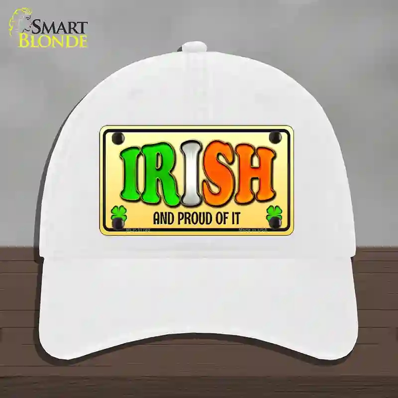 HAT14-MLP-11740 Irish & Proud Novelty License Plate Hat, Unconstructed Cotton - White