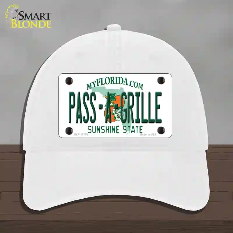 HAT14-MLP-11770 Pass a Grille Florida Novelty License Plate Hat, Unconstructed Cotton - White