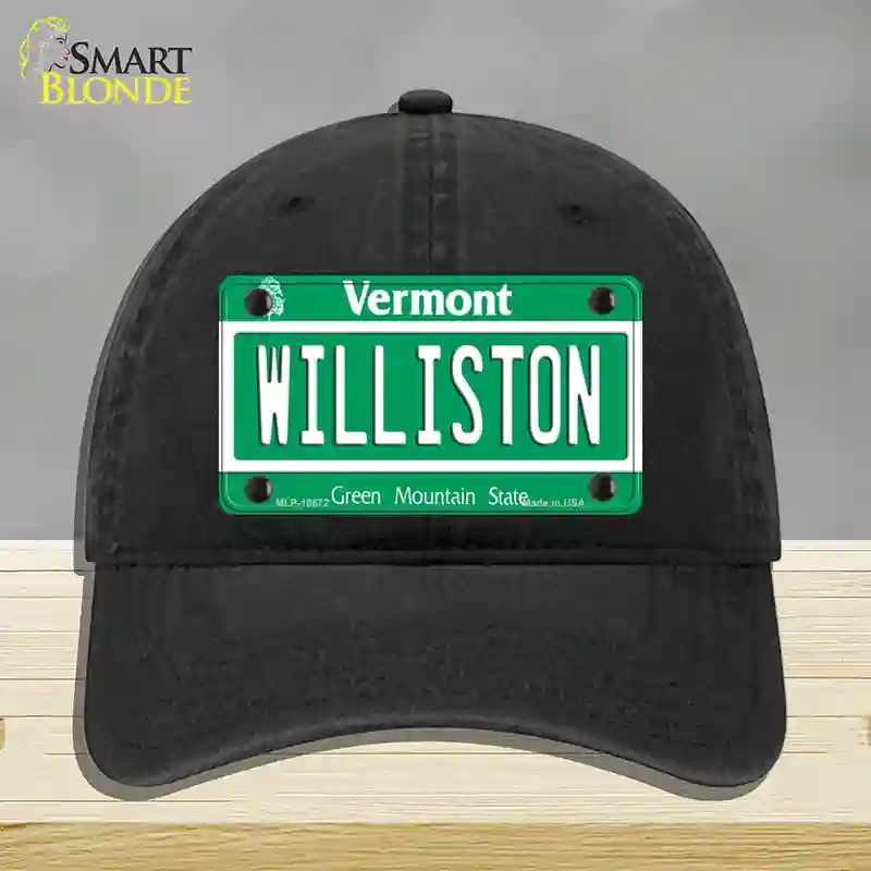 HAT07-MLP-10672 Williston Vermont Novelty License Plate Hat, Unconstructed Cotton - Black