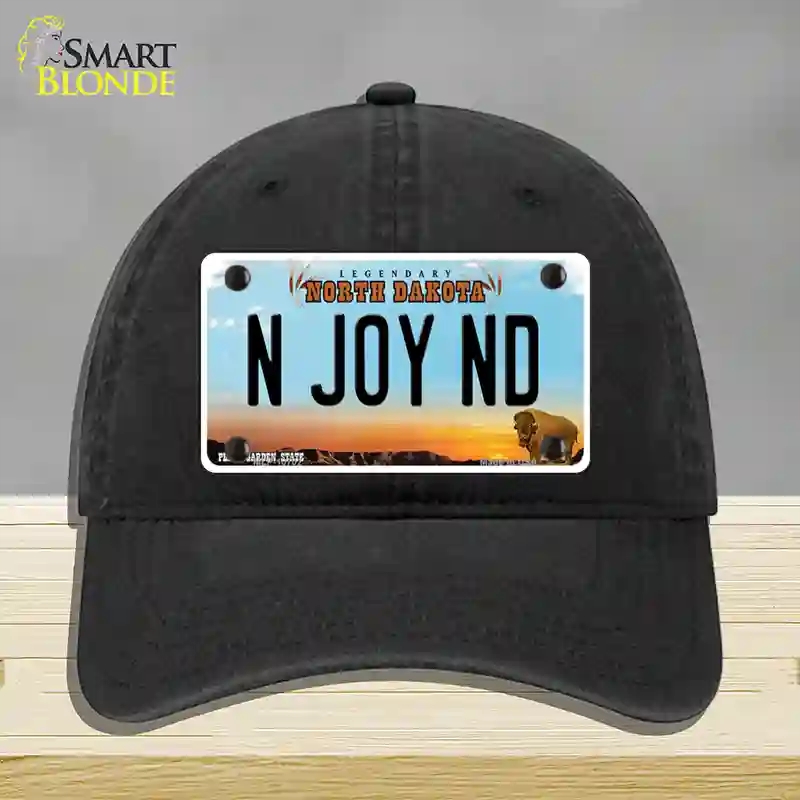HAT07-MLP-10702 N Joy ND North Dakota Novelty License Plate Hat, Unconstructed Cotton - Black