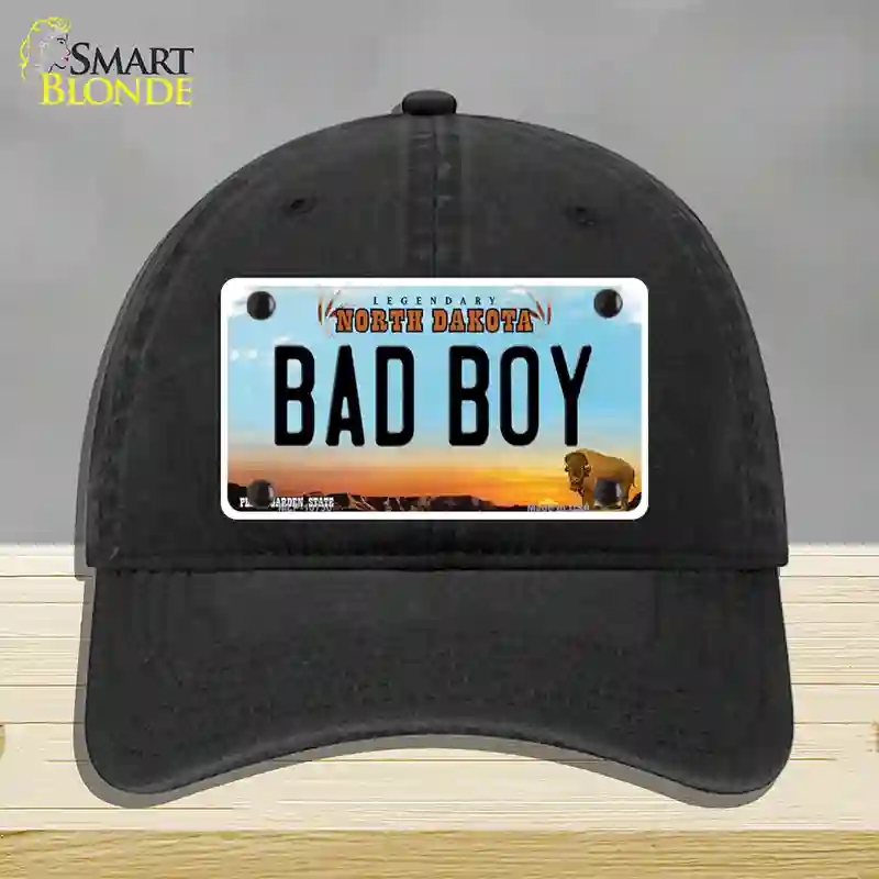 HAT07-MLP-10730 Bad Boy North Dakota Novelty License Plate Hat, Unconstructed Cotton - Black