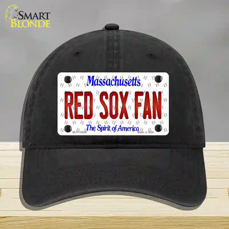 HAT07-MLP-10804 Red Sox Fan Massachusetts Novelty License Plate Hat, Unconstructed Cotton - Black