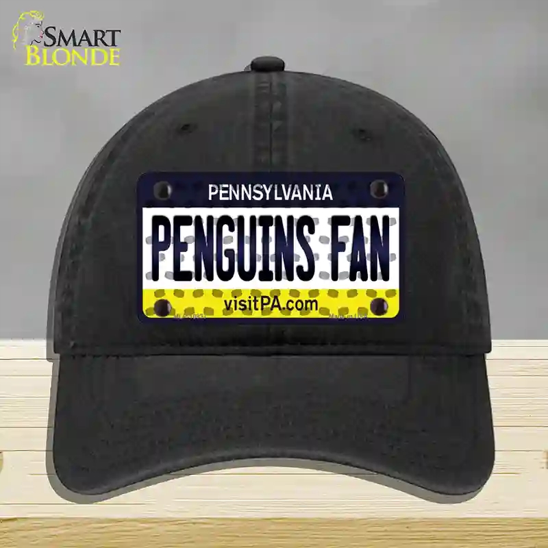 HAT07-MLP-10837 Penguins Fan Pennsylvania Novelty License Plate Hat, Unconstructed Cotton - Black