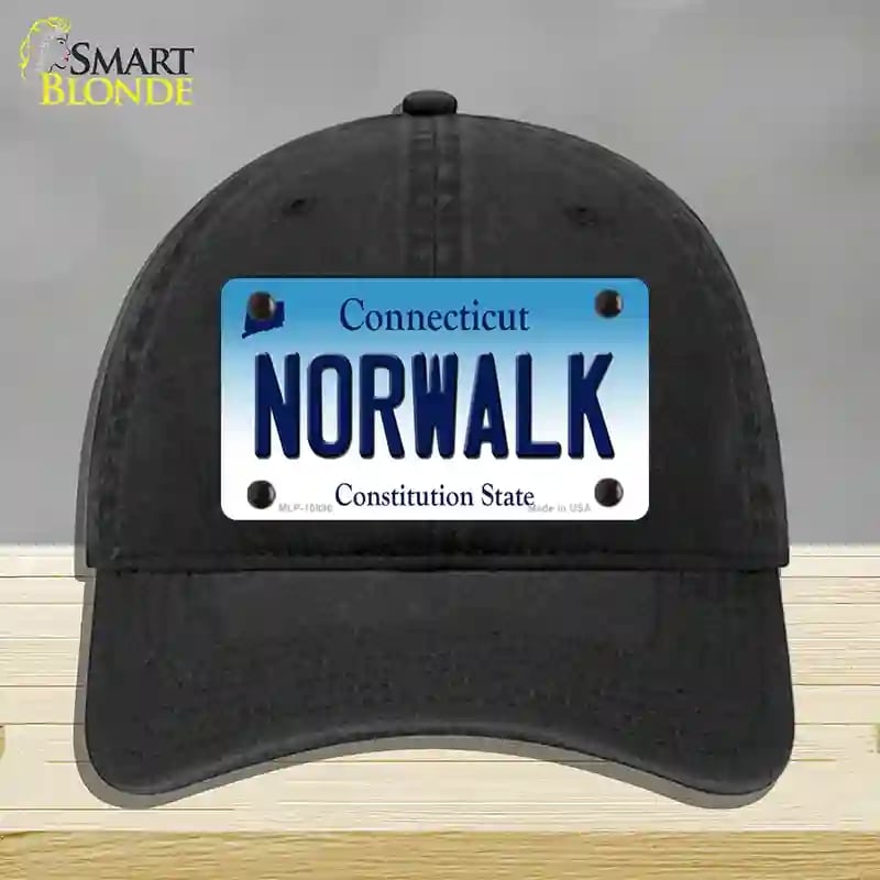 HAT07-MLP-10896 Norwalk Connecticut Novelty License Plate Hat, Unconstructed Cotton - Black