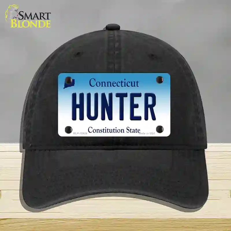HAT07-MLP-10924 Hunter Connecticut Novelty License Plate Hat, Unconstructed Cotton - Black