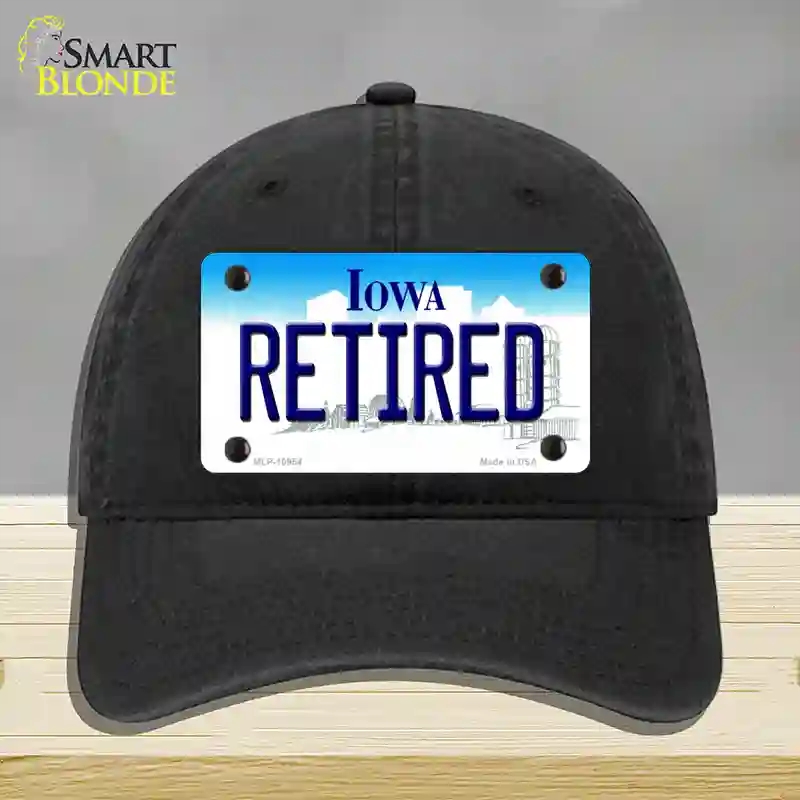 HAT07-MLP-10954 Retired Iowa Novelty License Plate Hat, Unconstructed Cotton - Black