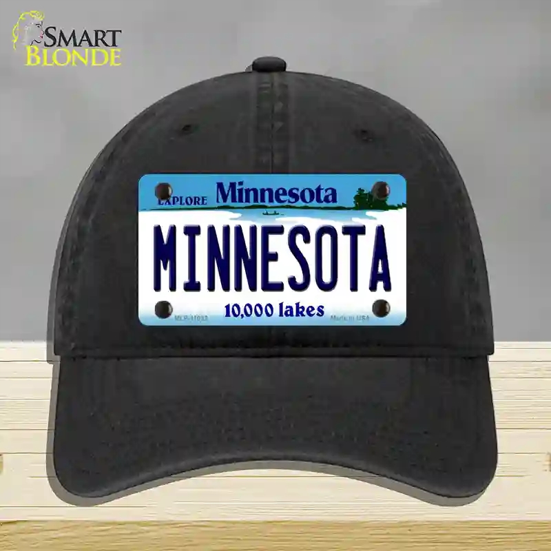 HAT07-MLP-11032 Minnesota State Novelty License Plate Hat, Unconstructed Cotton - Black