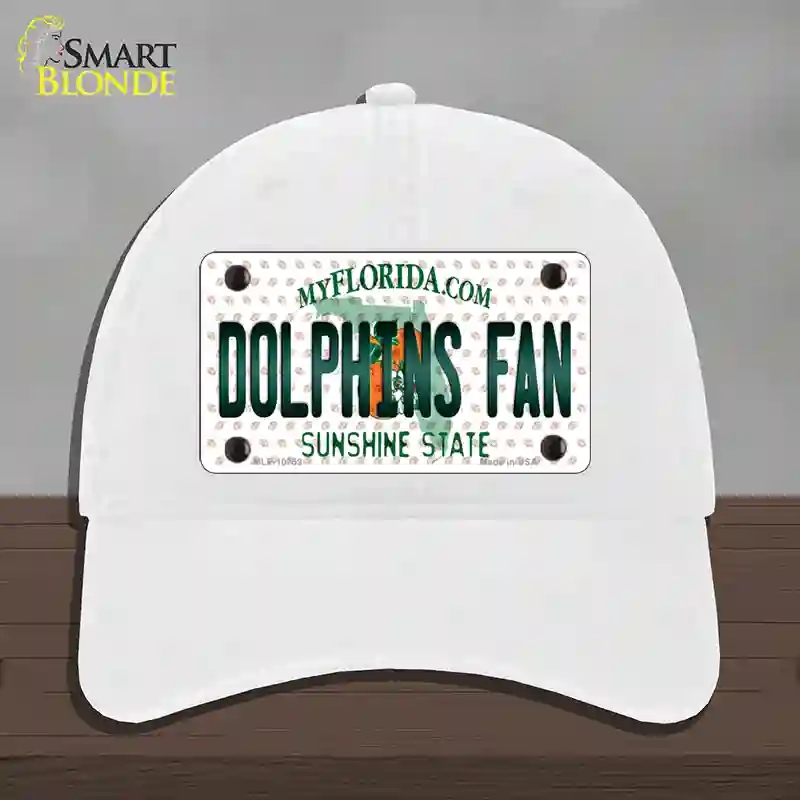 HAT14-MLP-10759 Dolphins Fan Florida Novelty License Plate Hat, Unconstructed Cotton - White