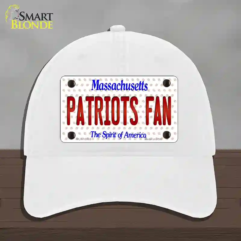 HAT14-MLP-10766 Patriots Fan Massachusetts Novelty License Plate Hat, Unconstructed Cotton - White