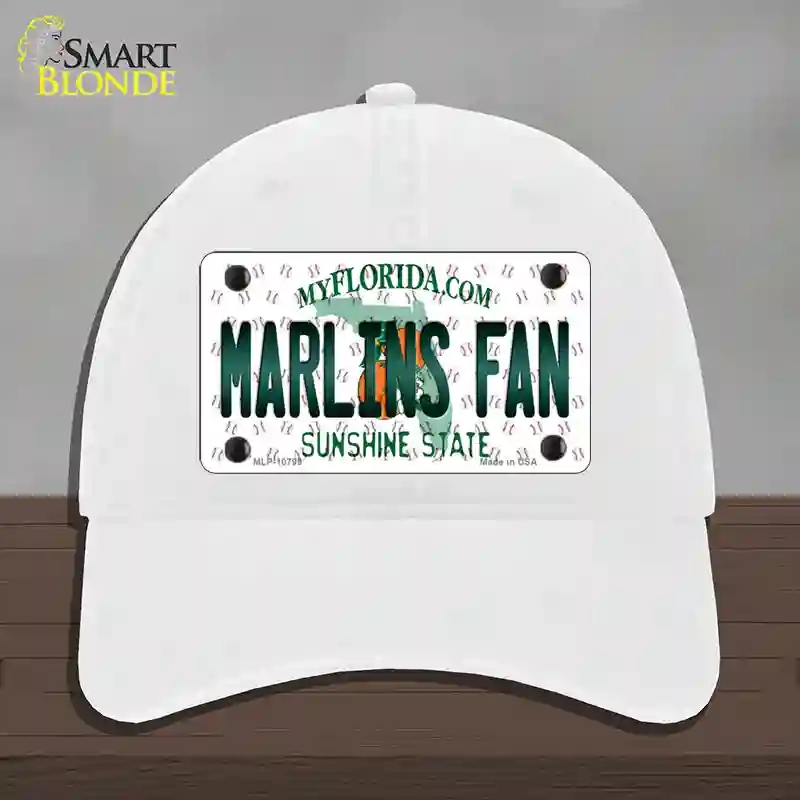 HAT14-MLP-10799 Marlins Fan Florida Novelty License Plate Hat, Unconstructed Cotton - White