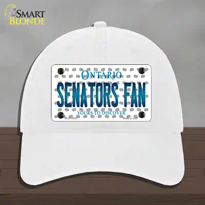 HAT14-MLP-10822 Senators Fan Ontario Novelty License Plate Hat, Unconstructed Cotton - White