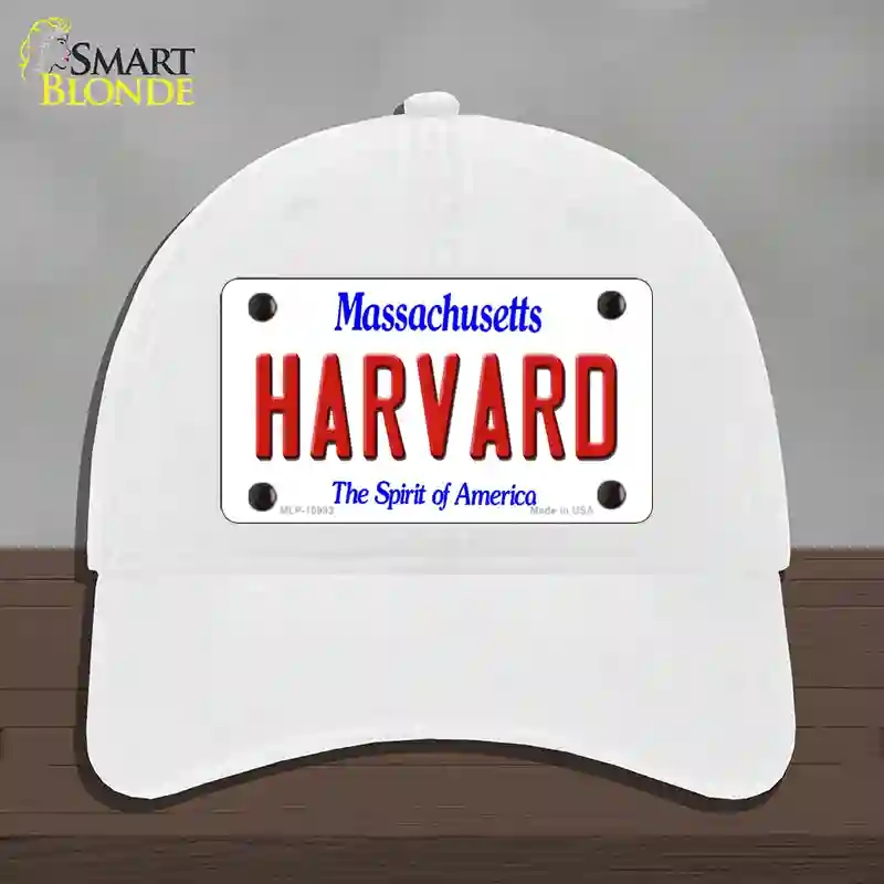 HAT14-MLP-10993 Harvard Massachusetts Novelty License Plate Hat, Unconstructed Cotton - White